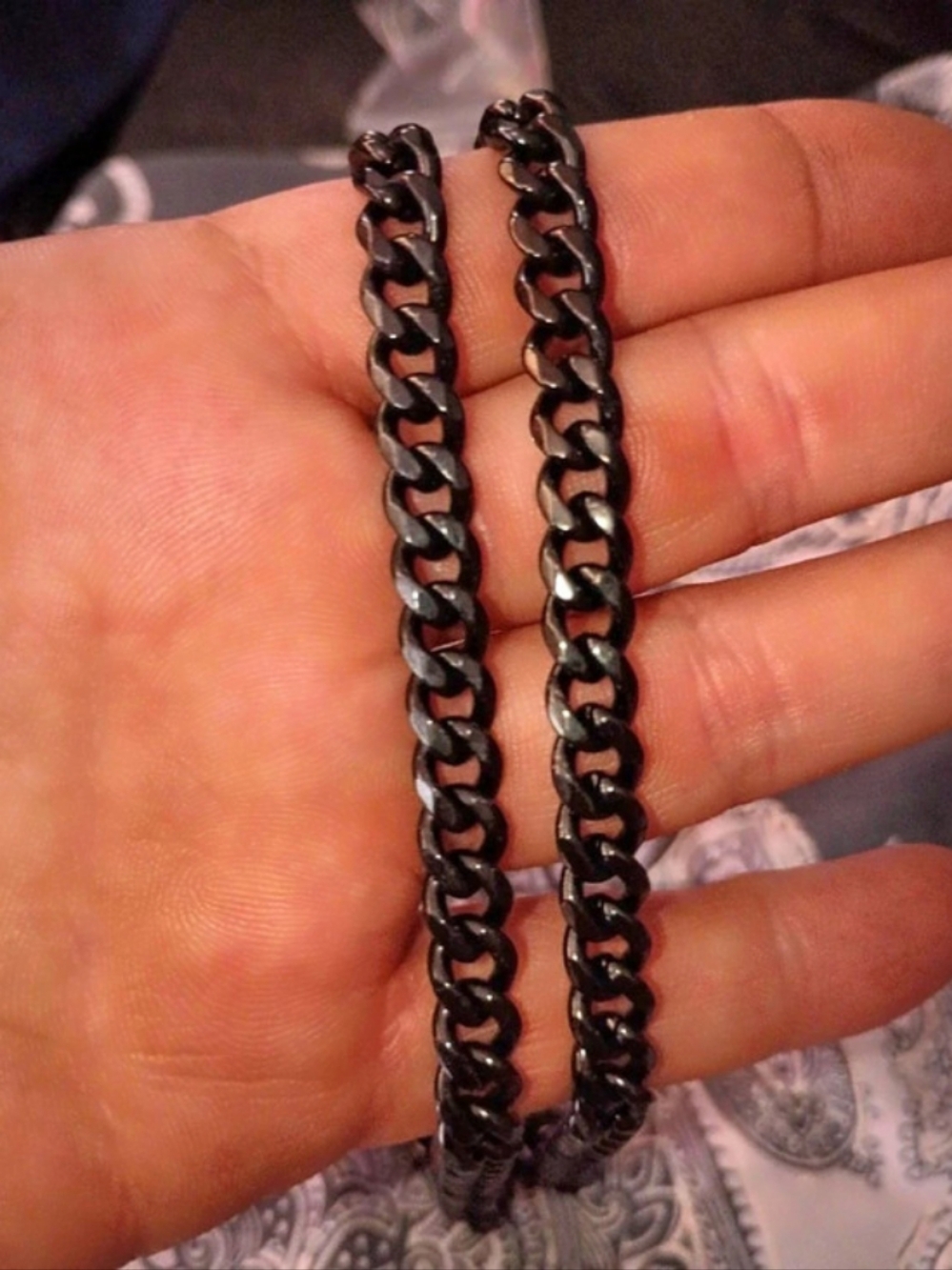 Men's Black Cuban Curb Chain Necklace 24 Inch Dark Gunmetal Stainless Steel